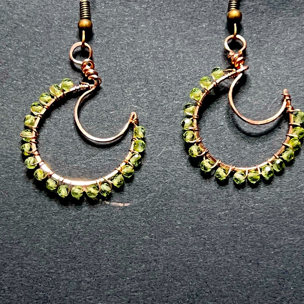 Elegant Green Crescent Earrings